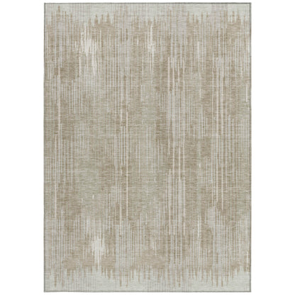 Tabselect Home Line 5' X 8' Beige And Ivory Striped Washable Indoor Outdoor Area Rug