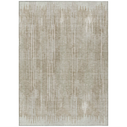 Tabselect Home Line 5' X 8' Beige And Ivory Striped Washable Indoor Outdoor Area Rug