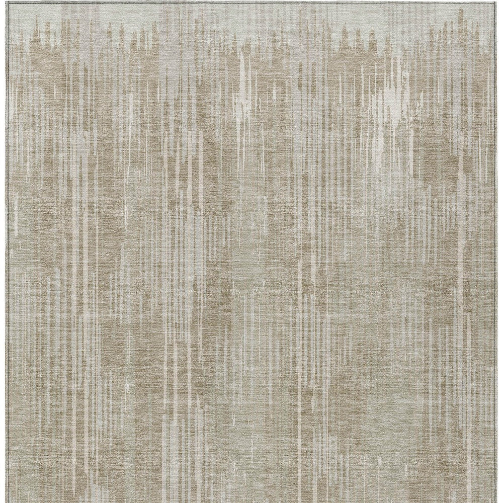 Tabselect Home Line 5' X 8' Beige And Ivory Striped Washable Indoor Outdoor Area Rug
