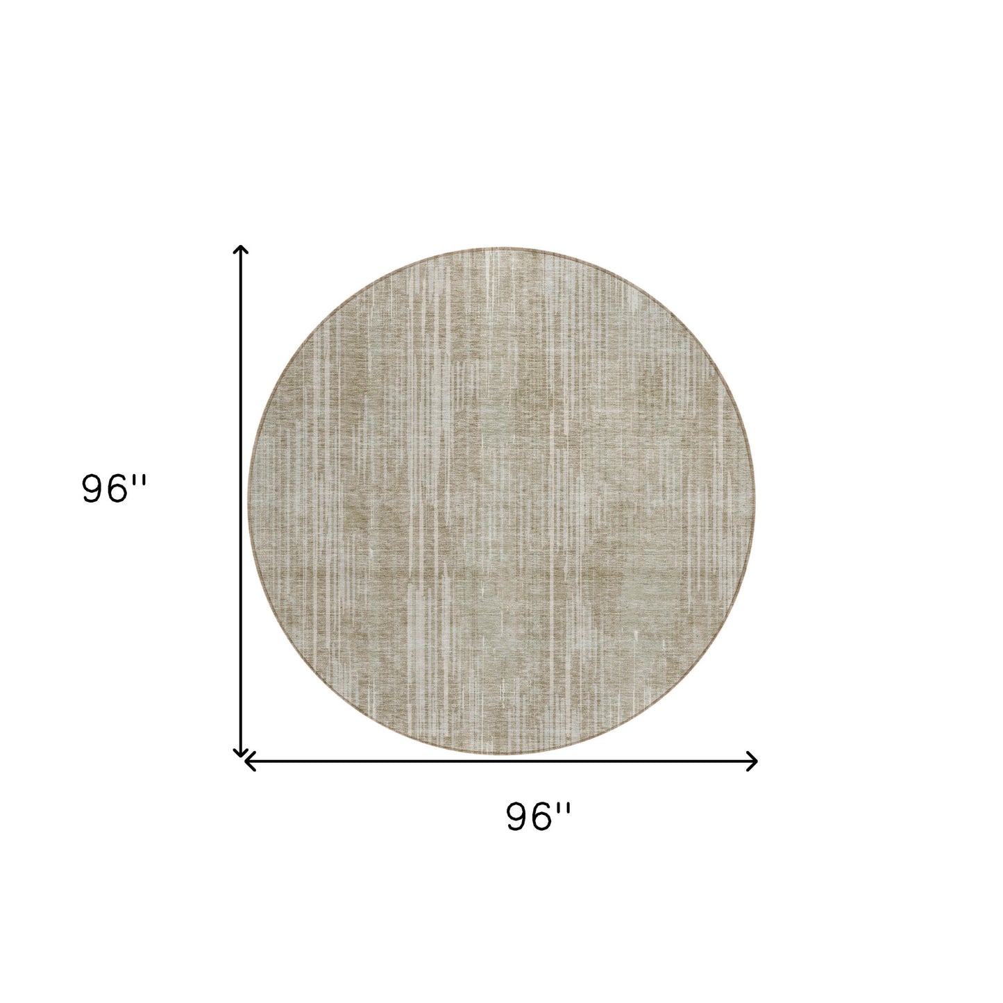 Tabselect Home Line 8' Beige And Ivory Round Striped Washable Indoor Outdoor Area Rug