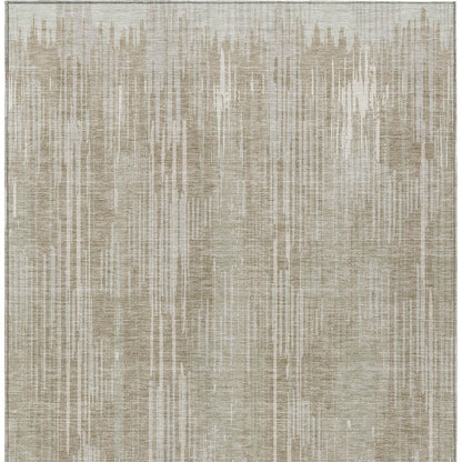 Tabselect Home Line 8' X 10' Beige And Ivory Striped Washable Indoor Outdoor Area Rug