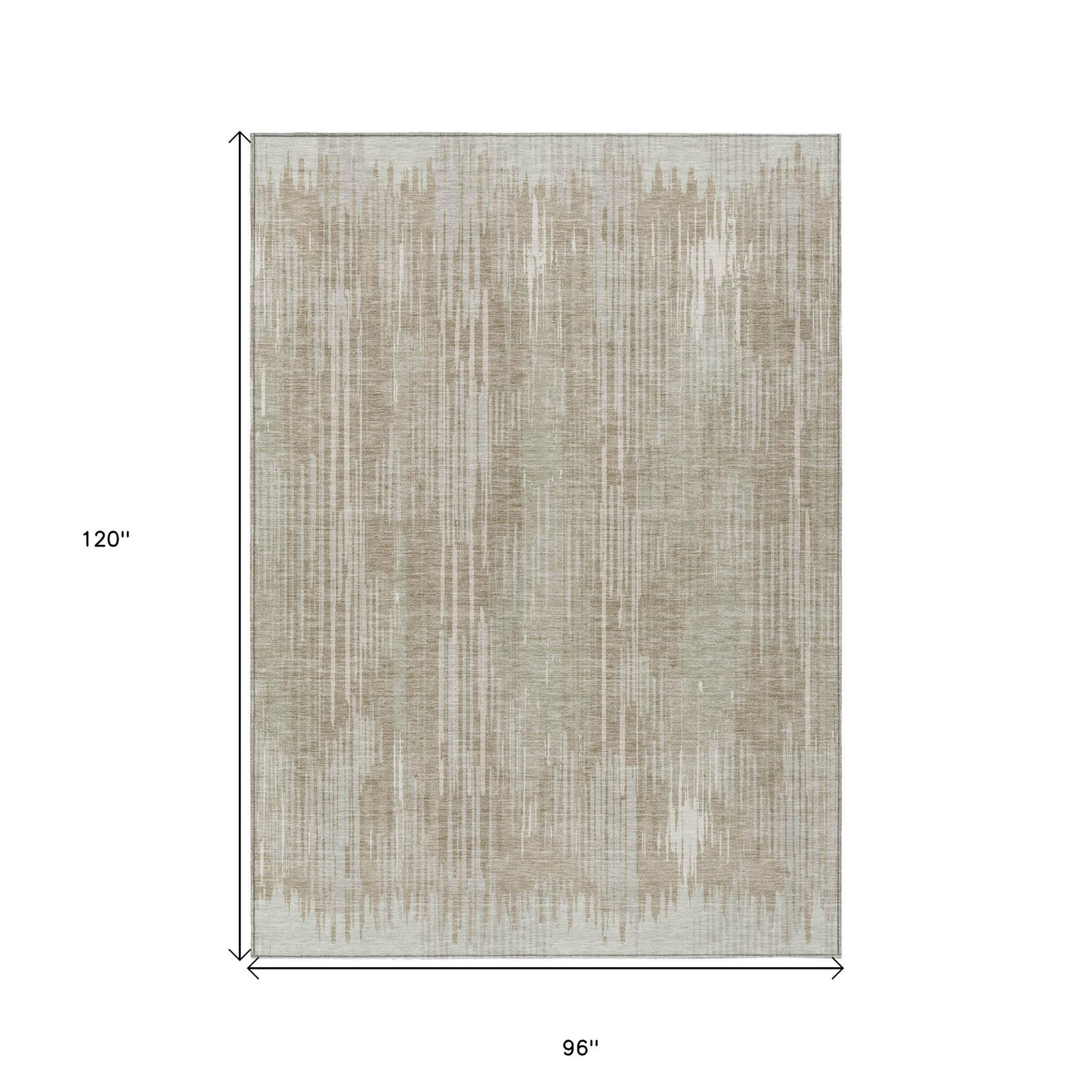 Tabselect Home Line 8' X 10' Beige And Ivory Striped Washable Indoor Outdoor Area Rug