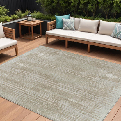 Tabselect Home Line 8' X 10' Beige And Ivory Striped Washable Indoor Outdoor Area Rug