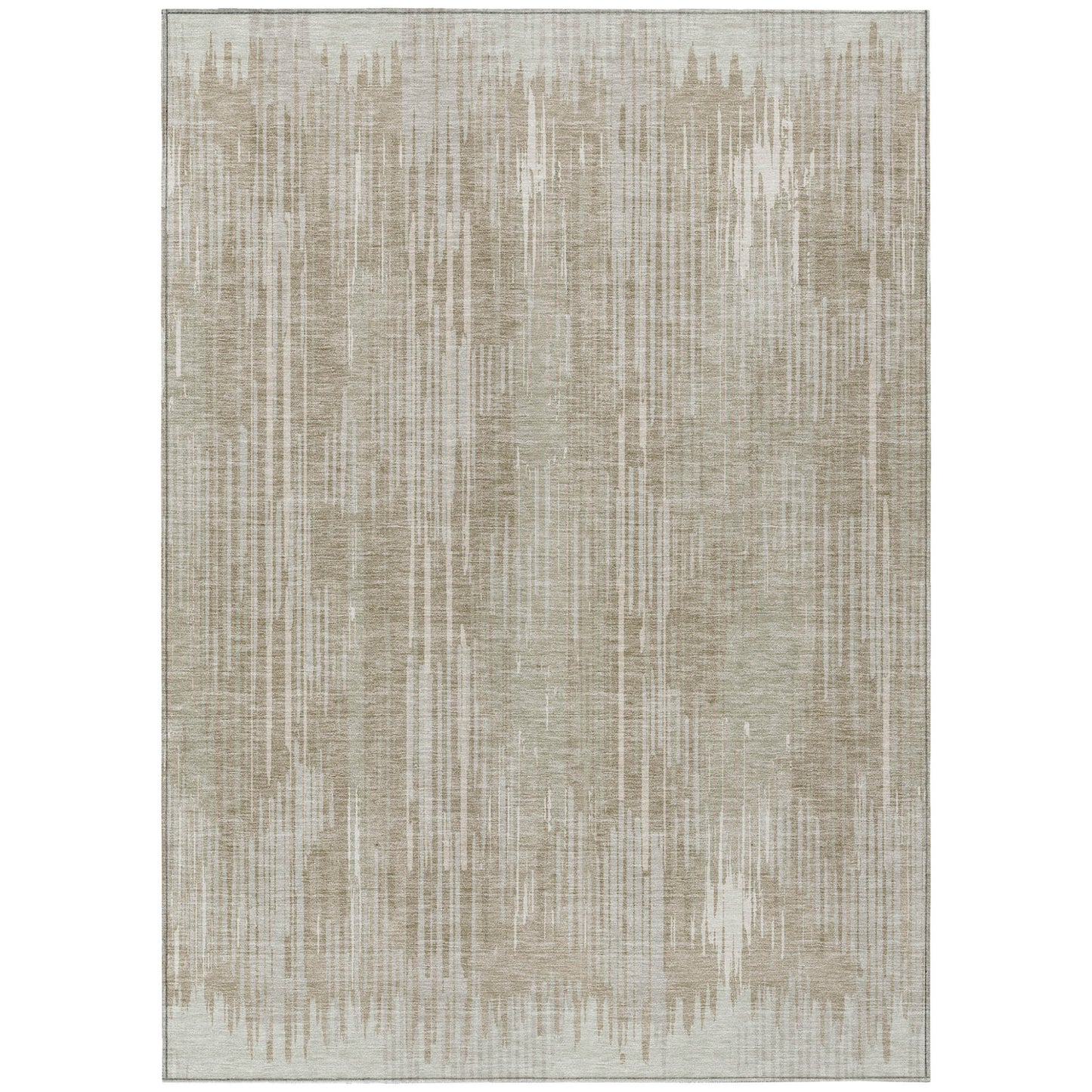 Tabselect Home Line 8' X 10' Beige And Ivory Striped Washable Indoor Outdoor Area Rug