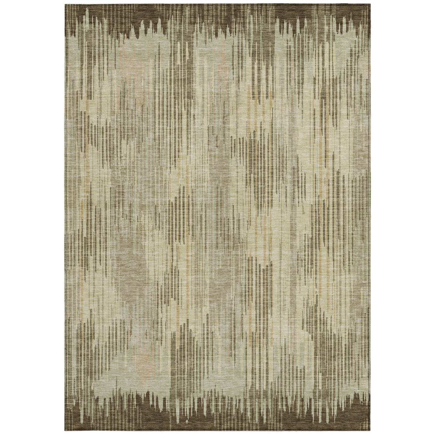 Tabselect Home Line 5' X 8' Brown And Green Striped Washable Indoor Outdoor Area Rug