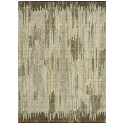Tabselect Home Line 5' X 8' Brown And Green Striped Washable Indoor Outdoor Area Rug