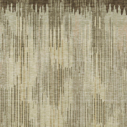 Tabselect Home Line 5' X 8' Brown And Green Striped Washable Indoor Outdoor Area Rug