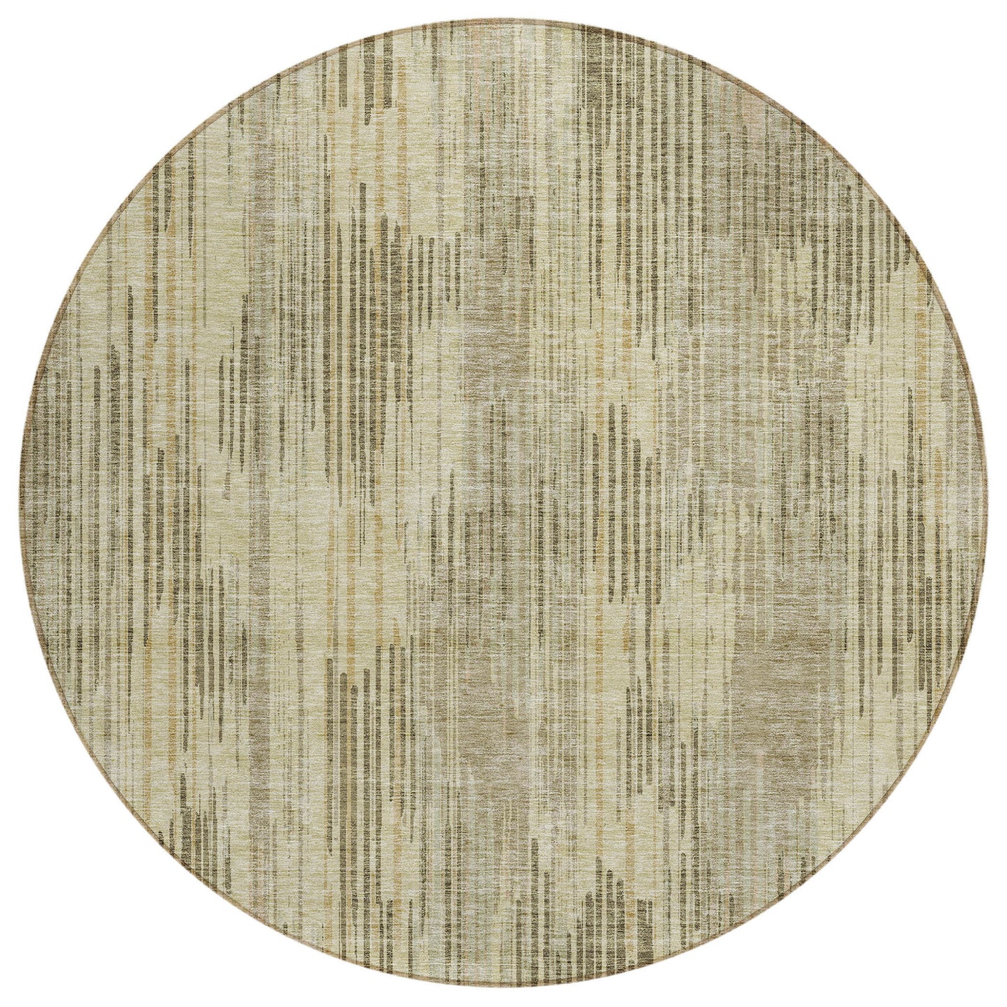 Tabselect Home Line 8' Brown And Green Round Striped Washable Indoor Outdoor Area Rug