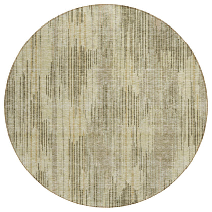 Tabselect Home Line 8' Brown And Green Round Striped Washable Indoor Outdoor Area Rug