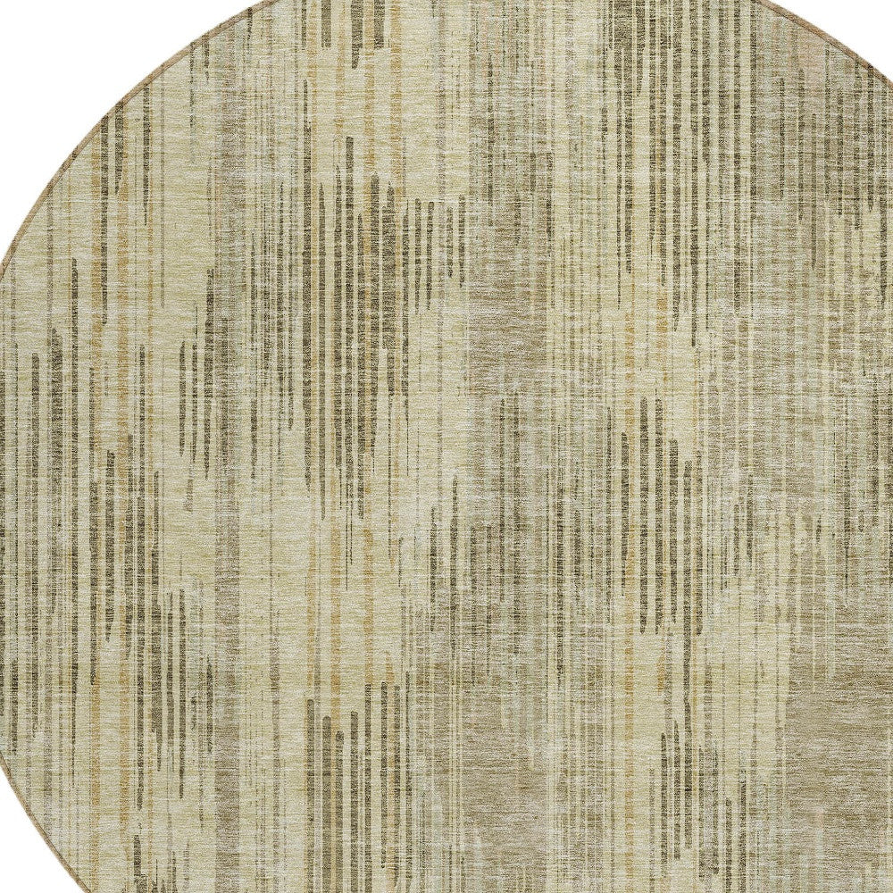 Tabselect Home Line 8' Brown And Green Round Striped Washable Indoor Outdoor Area Rug