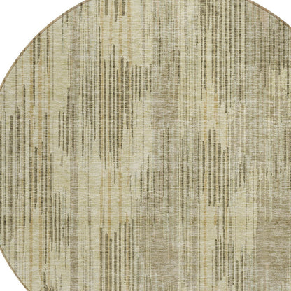 Tabselect Home Line 8' Brown And Green Round Striped Washable Indoor Outdoor Area Rug