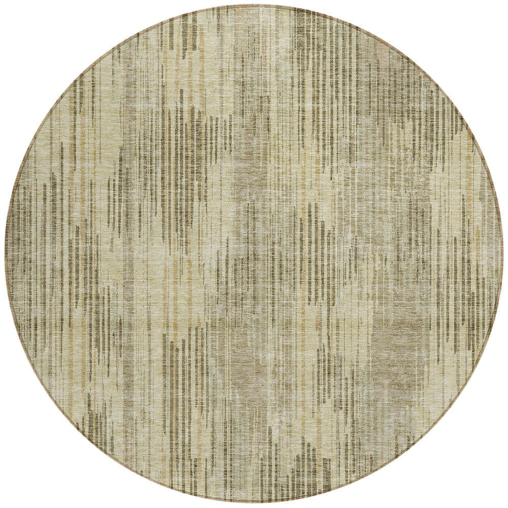 Tabselect Home Line 8' Brown And Green Round Striped Washable Indoor Outdoor Area Rug