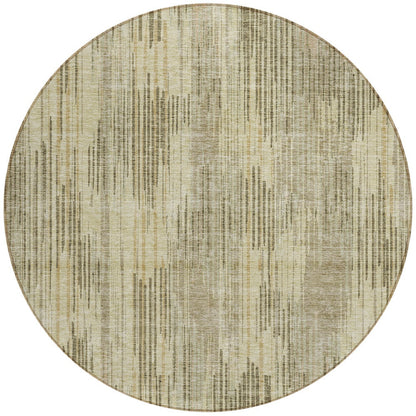 Tabselect Home Line 8' Brown And Green Round Striped Washable Indoor Outdoor Area Rug