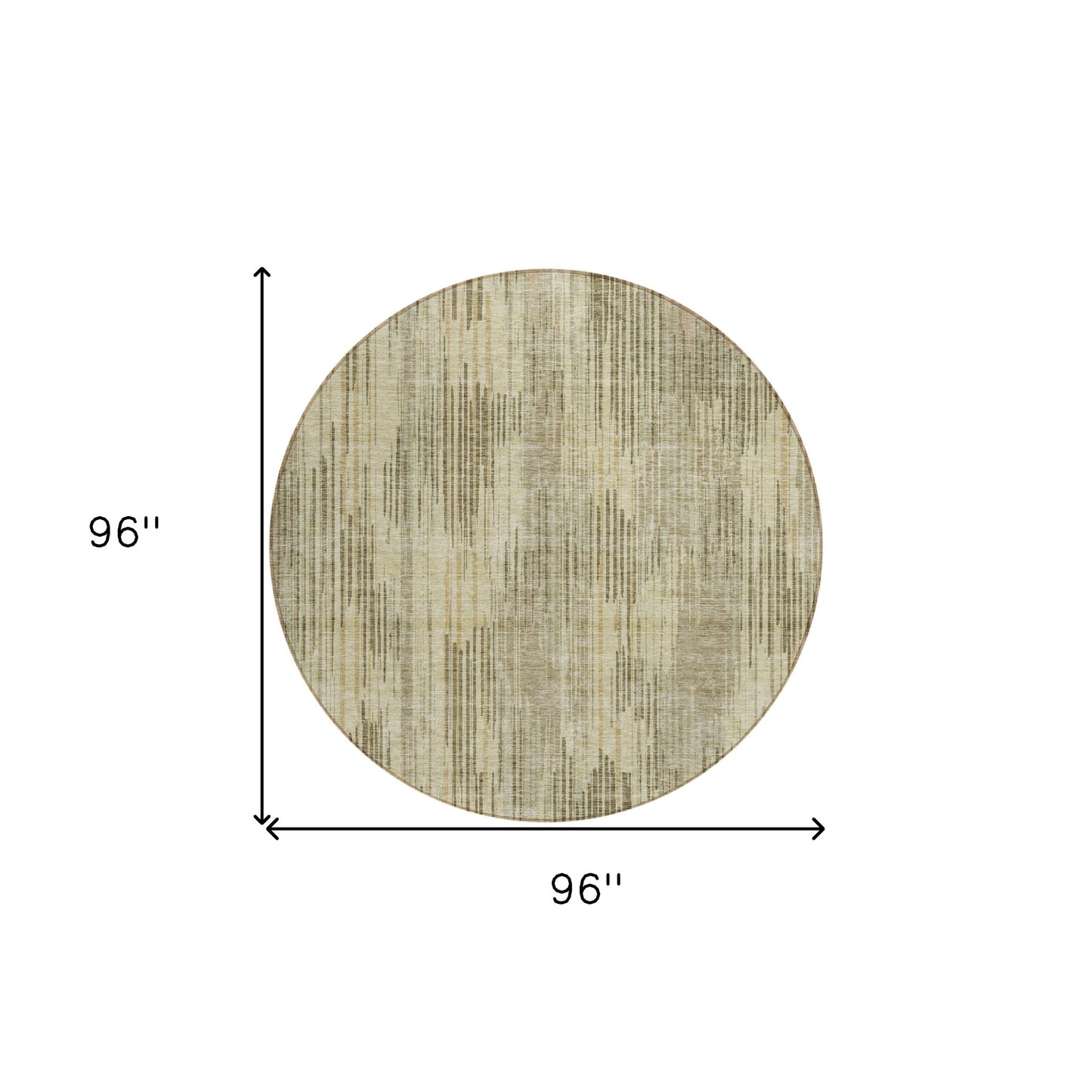 Tabselect Home Line 8' Brown And Green Round Striped Washable Indoor Outdoor Area Rug