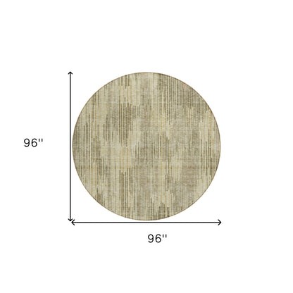 Tabselect Home Line 8' Brown And Green Round Striped Washable Indoor Outdoor Area Rug