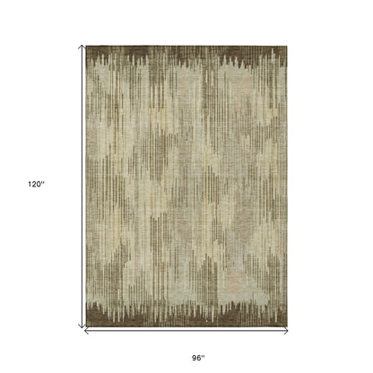 Tabselect Home Line 8' X 10' Brown And Green Striped Washable Indoor Outdoor Area Rug