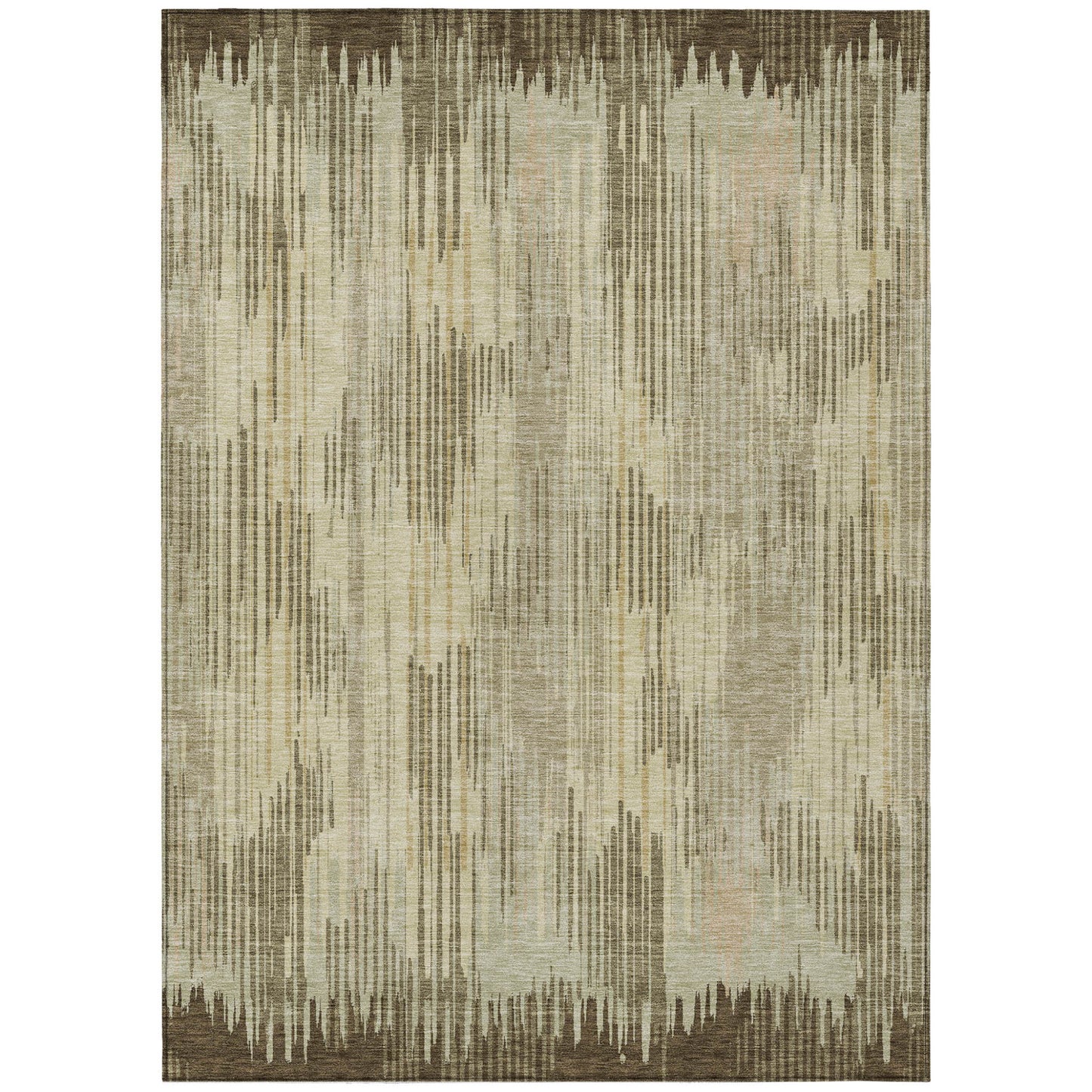 Tabselect Home Line 8' X 10' Brown And Green Striped Washable Indoor Outdoor Area Rug