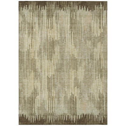 Tabselect Home Line 8' X 10' Brown And Green Striped Washable Indoor Outdoor Area Rug