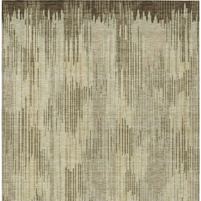 Tabselect Home Line 8' X 10' Brown And Green Striped Washable Indoor Outdoor Area Rug
