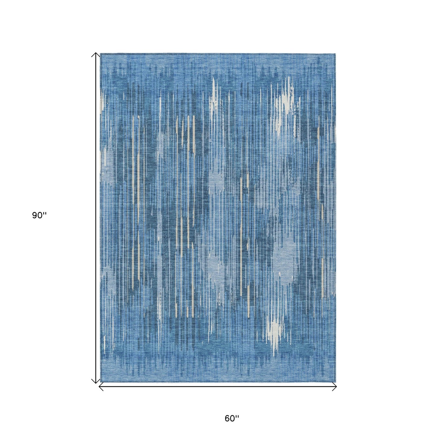 Tabselect Home Line 5' X 8' Blue And Ivory Striped Washable Indoor Outdoor Area Rug