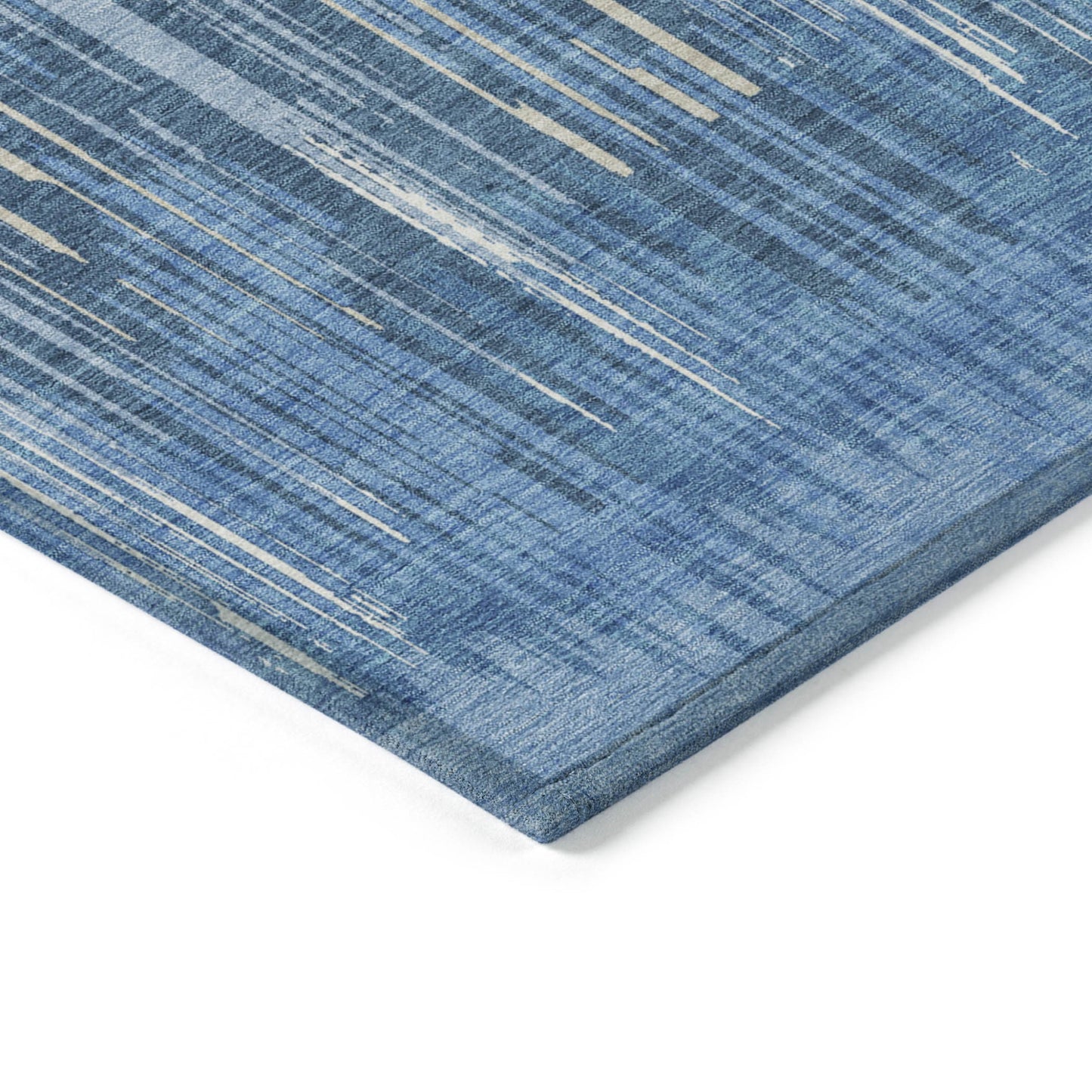 Tabselect Home Line 5' X 8' Blue And Ivory Striped Washable Indoor Outdoor Area Rug