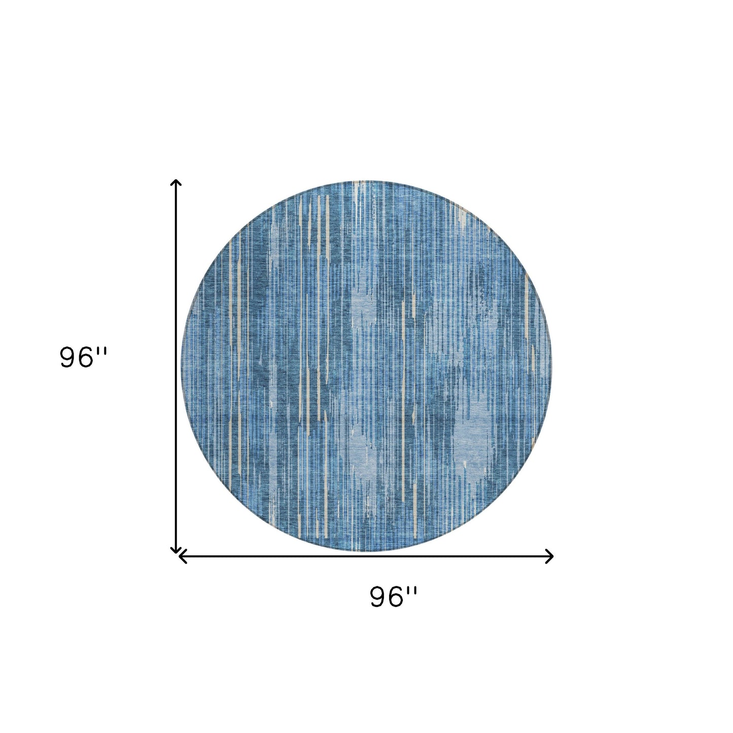 Tabselect Home Line 8' Blue And Ivory Round Striped Washable Indoor Outdoor Area Rug