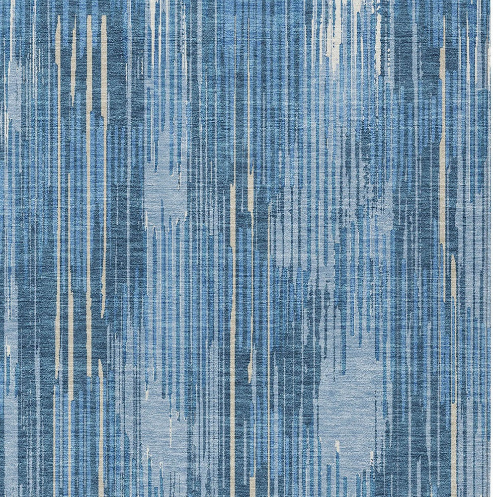 Tabselect Home Line 8' X 10' Blue And Ivory Striped Washable Indoor Outdoor Area Rug