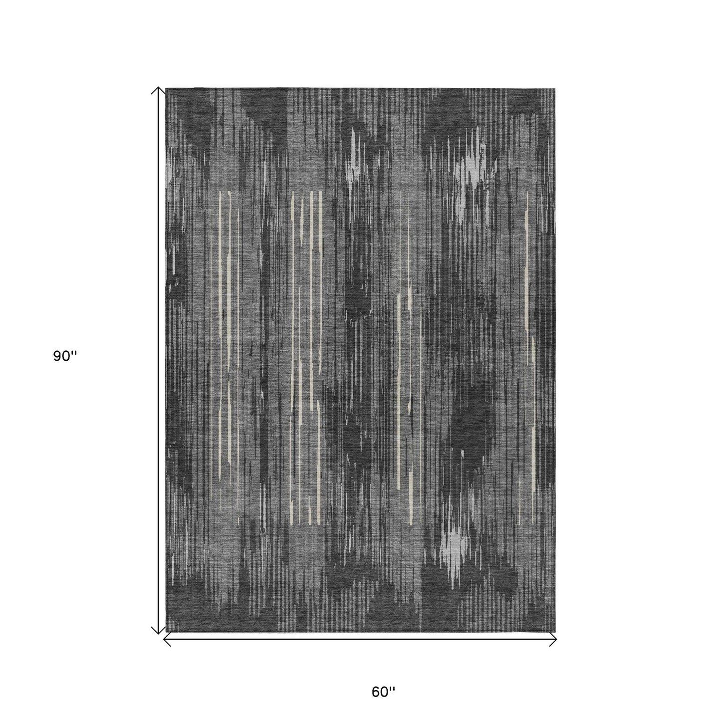 Tabselect Home Line 5' X 8' Charcoal Gray And Ivory Striped Washable Indoor Outdoor Area Rug