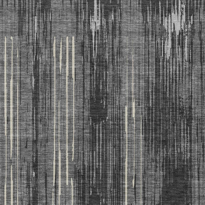 Tabselect Home Line 5' X 8' Charcoal Gray And Ivory Striped Washable Indoor Outdoor Area Rug