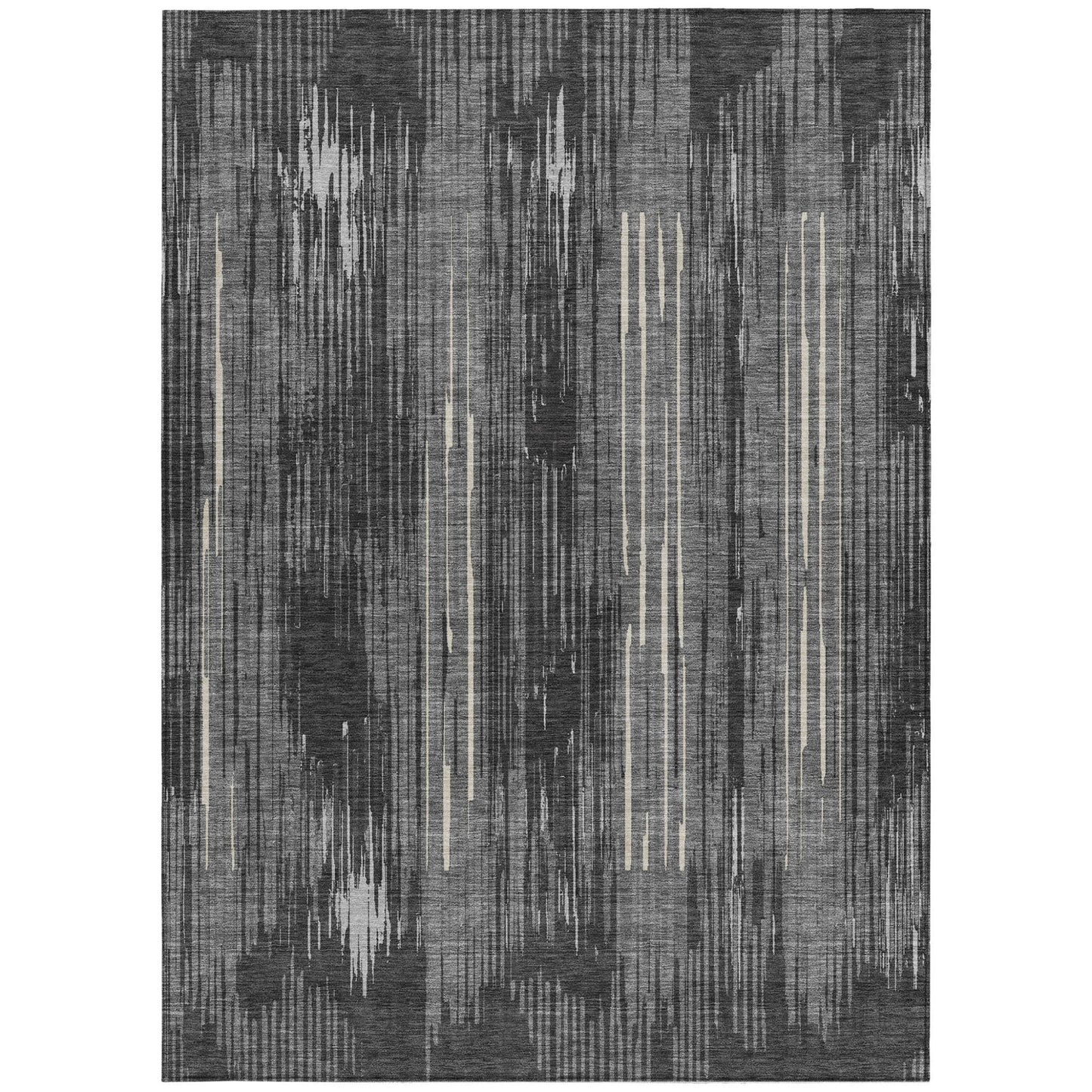 Tabselect Home Line 8' X 10' Charcoal Gray And Ivory Striped Washable Indoor Outdoor Area Rug