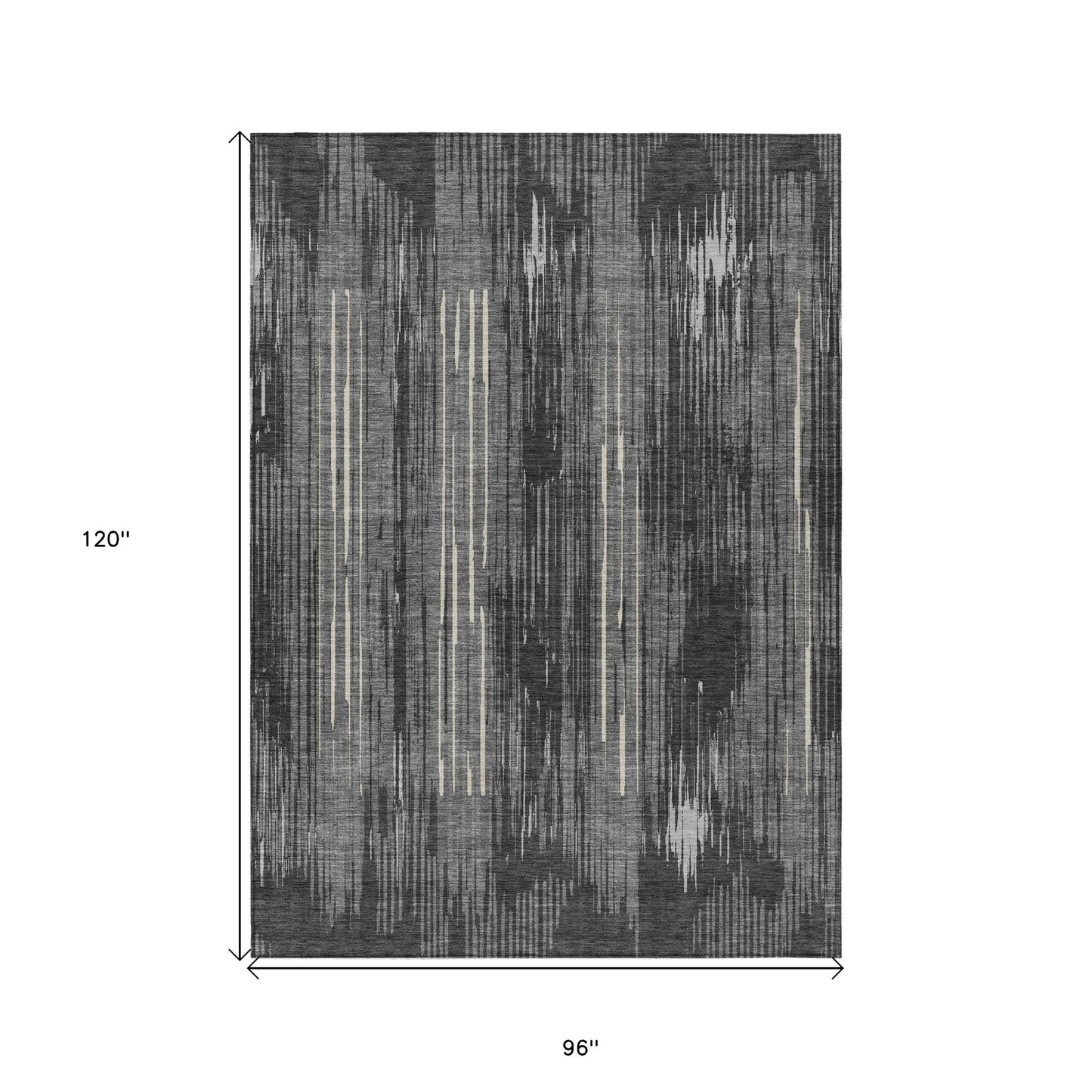 Tabselect Home Line 8' X 10' Charcoal Gray And Ivory Striped Washable Indoor Outdoor Area Rug