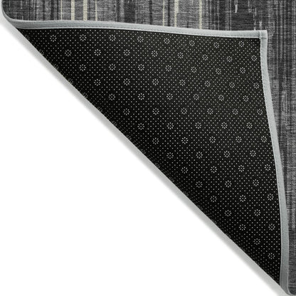 Tabselect Home Line 8' X 10' Charcoal Gray And Ivory Striped Washable Indoor Outdoor Area Rug