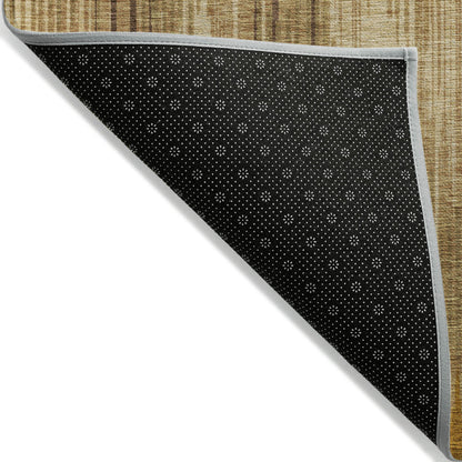 Tabselect Home Line 5' X 8' Copper And Brown Striped Washable Indoor Outdoor Area Rug