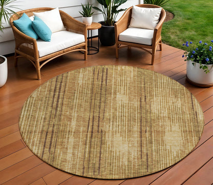 Tabselect Home Line 8' Copper And Brown Round Striped Washable Indoor Outdoor Area Rug