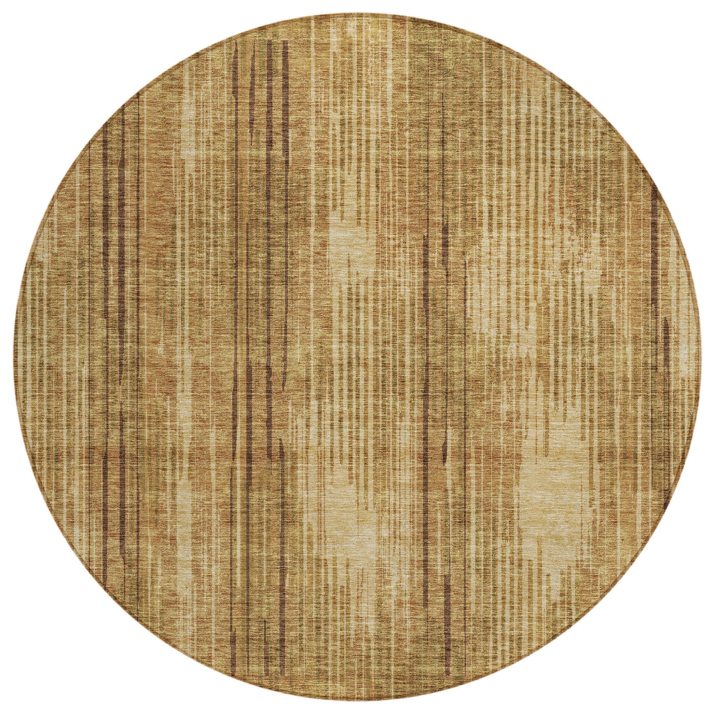 Tabselect Home Line 8' Copper And Brown Round Striped Washable Indoor Outdoor Area Rug