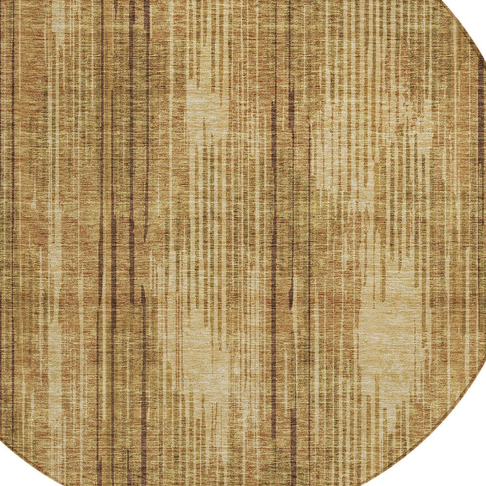 Tabselect Home Line 8' Copper And Brown Round Striped Washable Indoor Outdoor Area Rug