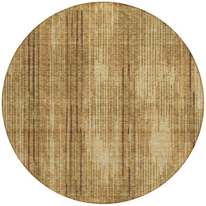 Tabselect Home Line 8' Copper And Brown Round Striped Washable Indoor Outdoor Area Rug