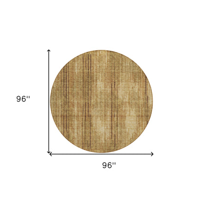 Tabselect Home Line 8' Copper And Brown Round Striped Washable Indoor Outdoor Area Rug