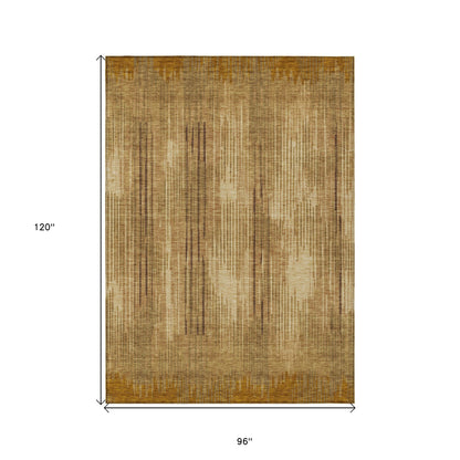 Tabselect Home Line 8' X 10' Copper And Brown Striped Washable Indoor Outdoor Area Rug