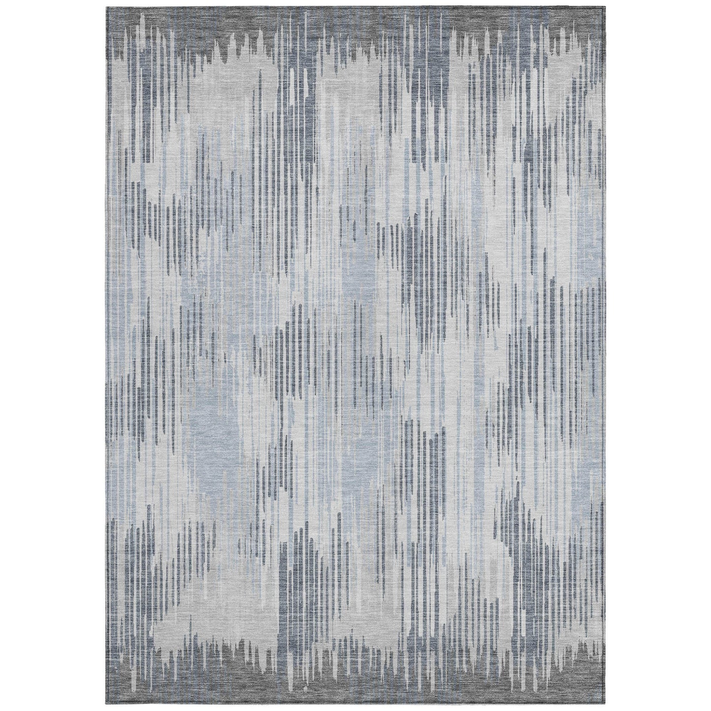 Tabselect Home Line 5' X 8' Gray And Ivory Striped Washable Indoor Outdoor Area Rug