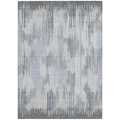 Tabselect Home Line 5' X 8' Gray And Ivory Striped Washable Indoor Outdoor Area Rug