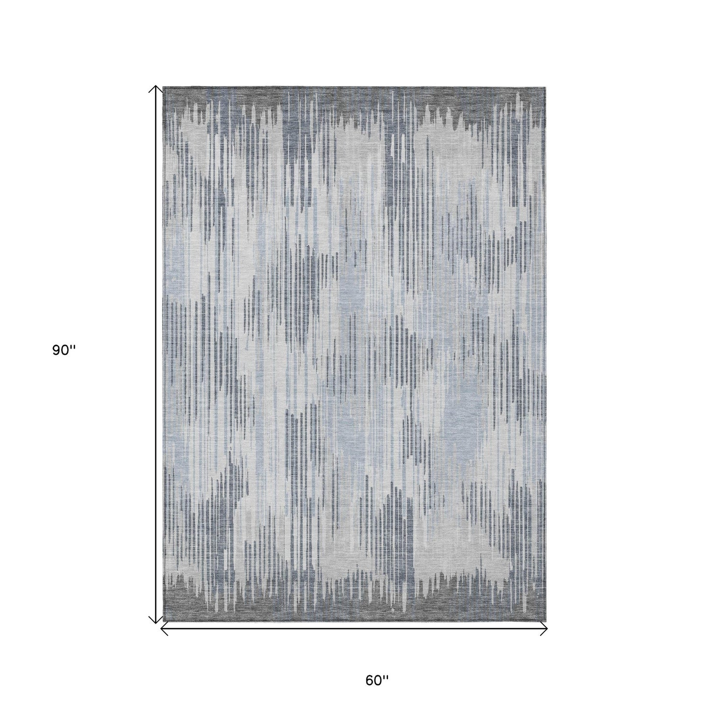 Tabselect Home Line 5' X 8' Gray And Ivory Striped Washable Indoor Outdoor Area Rug