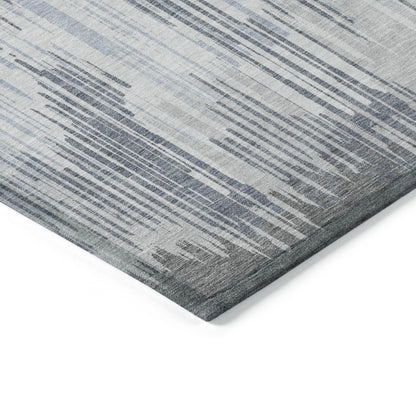 Tabselect Home Line 5' X 8' Gray And Ivory Striped Washable Indoor Outdoor Area Rug