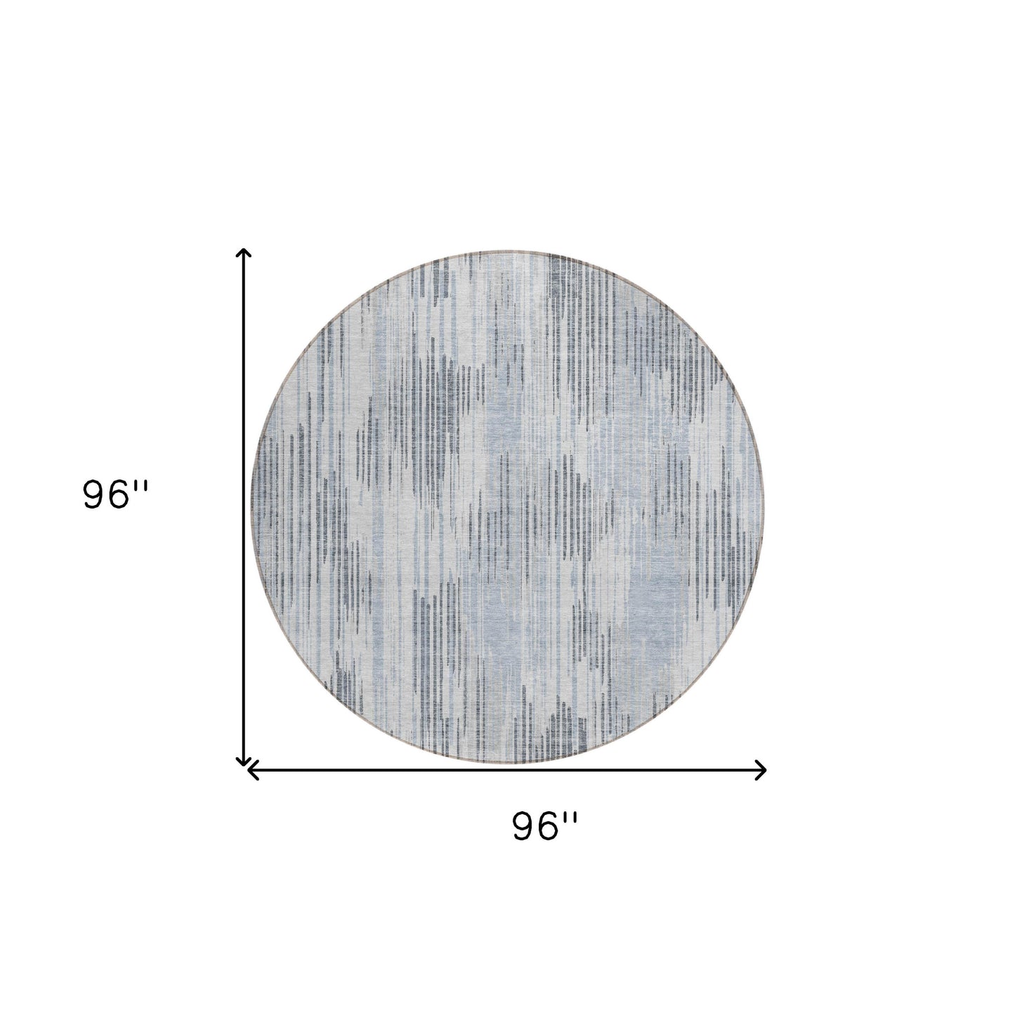 Tabselect Home Line 8' Gray And Ivory Round Striped Washable Indoor Outdoor Area Rug