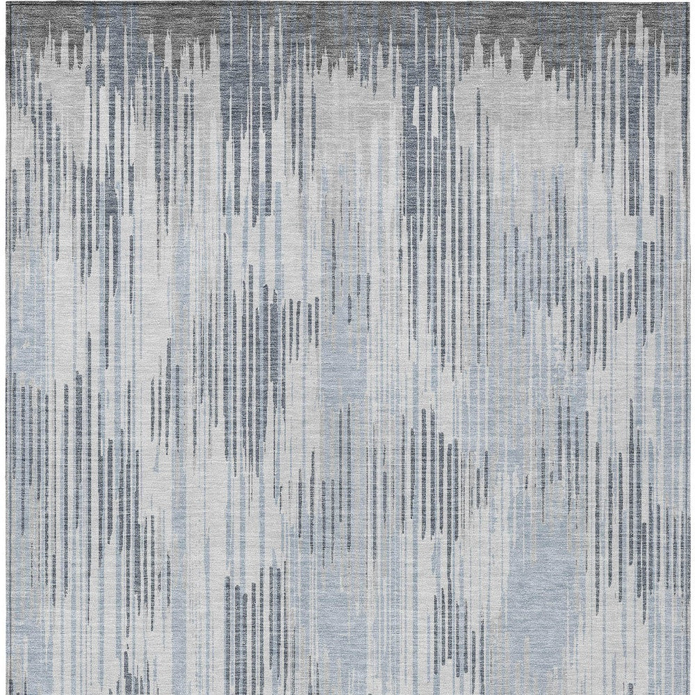 Tabselect Home Line 8' X 10' Gray And Ivory Striped Washable Indoor Outdoor Area Rug
