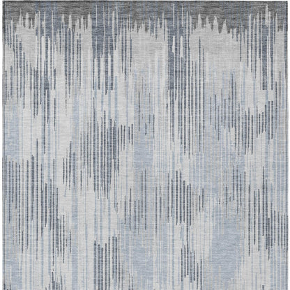 Tabselect Home Line 8' X 10' Gray And Ivory Striped Washable Indoor Outdoor Area Rug
