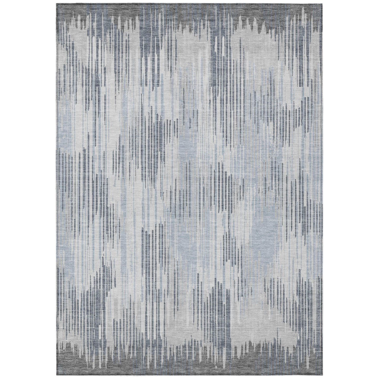 Tabselect Home Line 8' X 10' Gray And Ivory Striped Washable Indoor Outdoor Area Rug