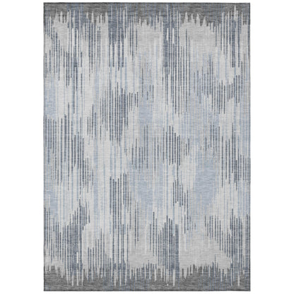 Tabselect Home Line 8' X 10' Gray And Ivory Striped Washable Indoor Outdoor Area Rug