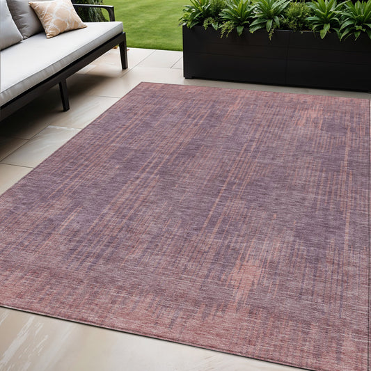 Tabselect Home Line 5' X 8' Mauve And Dark Purple Striped Washable Indoor Outdoor Area Rug