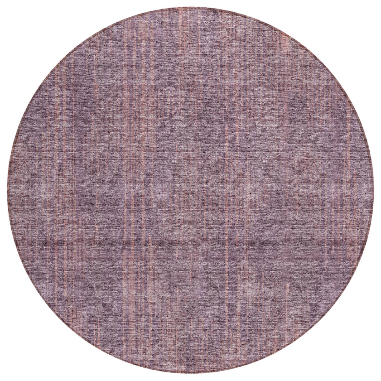 Tabselect Home Line 8' Mauve And Dark Purple Round Striped Washable Indoor Outdoor Area Rug